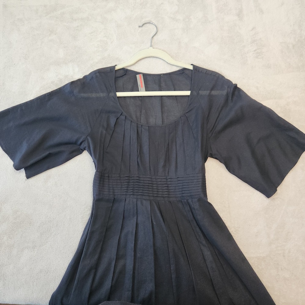 Prada Black Sheer Cotton Embroidered Floral Tie Back Dress Made Italy Small - Picture 3 of 11
